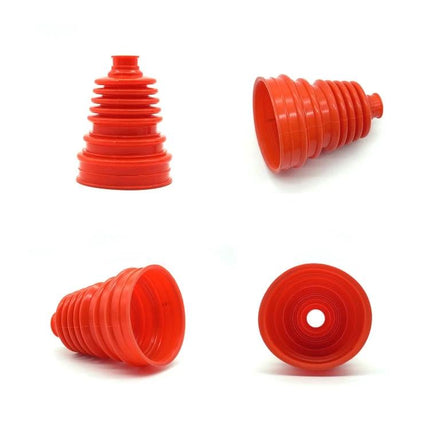Car Steering Ball Rubber Dust Cover 95x130mm Durable And Practical red ribbed rubber boot showing multiple angles, tongue-and-groove fastening, protects from dust and moisture