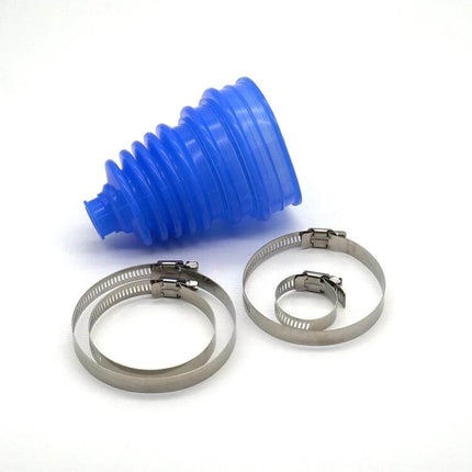 Car Steering Ball Rubber Dust Cover 95x130mm Durable And Practical - blue rubber bellows with tongue-and-groove fit and metal hose clamps