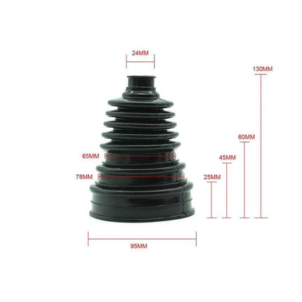 Car Steering Ball Rubber Dust Cover 95x130mm Durable And Practical - black rubber tongue-and-groove boot with dimensions labeled for secure fit