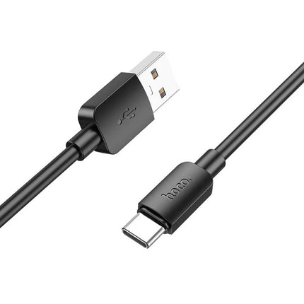 A Hoco USB-C Cable for Daily Device Charging Needs - black 1m USB-A to USB-C cable shown on white background