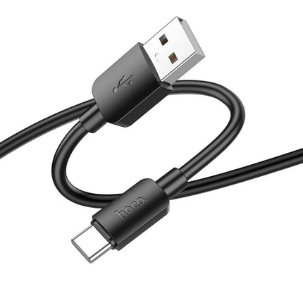A Hoco USB-C Cable for Daily Device Charging Needs, 1m black USB-A to USB-C cable ideal for desk and travel charging