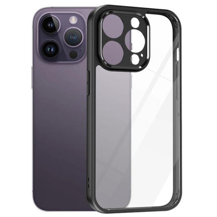 Transparent iPhone Case for Everyday Protection with clear PC back panel showing phone camera cutouts and slim black bumper