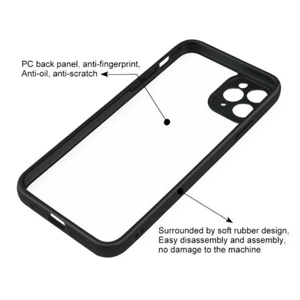 Transparent Protective Case for Everyday iPhone Use showing clear PC back, anti-yellowing, anti-fingerprint and soft rubber bumper for daily protection