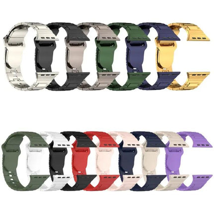 Square Buckle Armor Silicone Watch Band 40mm For Apple SE