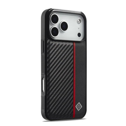 LC.IMEEKE Slim Phone Case For Everyday Protection During Travel And Daily Activities - black carbon fiber slim protective phone case with red stripe