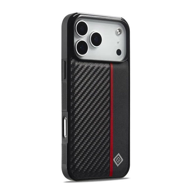 LC.IMEEKE Slim Phone Case For Everyday Protection During Travel And Daily Activities - black carbon fiber slim protective phone case with red stripe