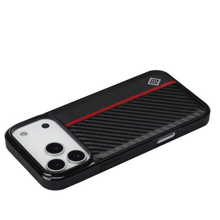 LC.IMEEKE Slim Phone Case For Everyday Protection During Travel And Daily Activities black carbon fiber slim protective case with red stripe