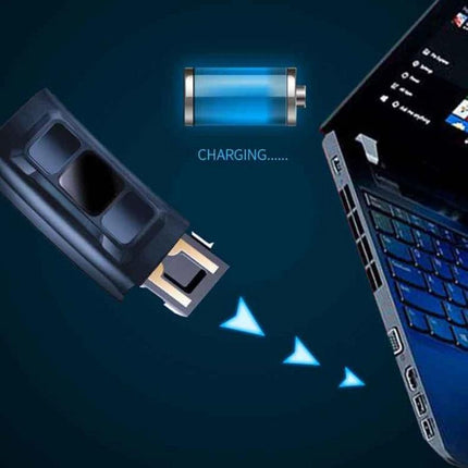 SPOVAN Bracelet for Tracking Daily Health and Activity charging via USB to laptop with battery icon
