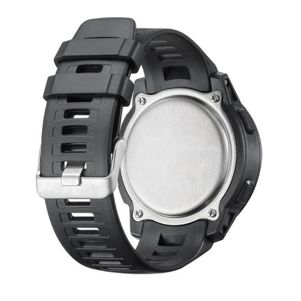 Spovan Waterproof Watch for Daily Fitness and Outdoor Use showing rear case and black silicone strap for rugged daily wear