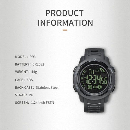 Spovan Waterproof Watch for Daily Fitness and Outdoor Use black digital GPS fitness watch displaying time, steps, calories and notifications