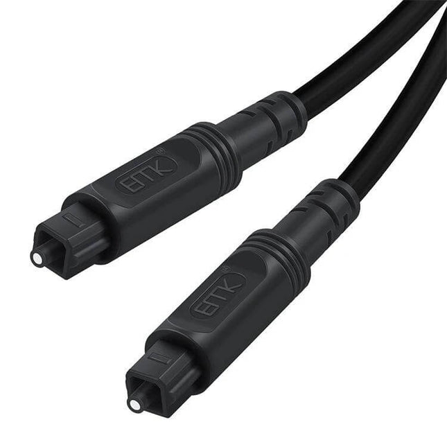EMK Optical Fiber Cable for Square Port Audio Connections - black square TOSLINK cable for TVs, Blu-ray players and amplifiers