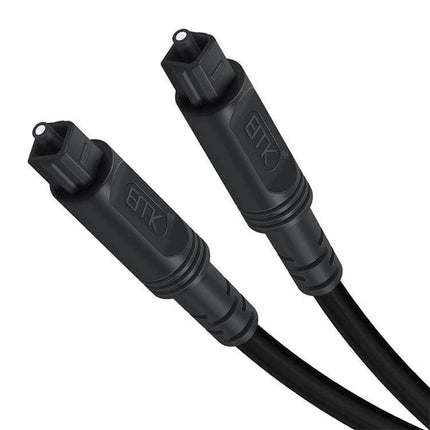 EMK Optical Fiber Cable for Square Port Audio Connections — black toslink cable for TVs, Blu-ray, amplifiers, interference-free digital audio