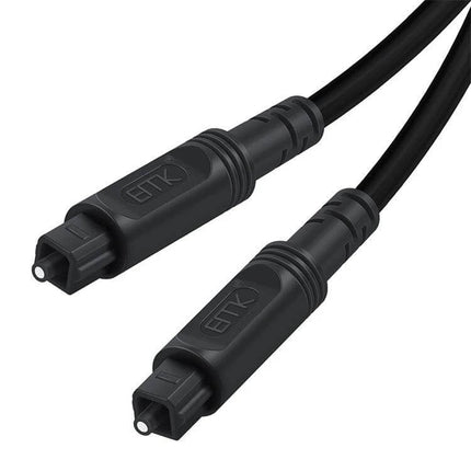 EMK Optical Fiber Cable for Square Port Audio Connections - black toslink-style cable for TV, Blu-ray and amplifier audio