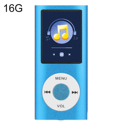 Portable MP4 Player with 1.8-Inch Screen for Music Playback blue 16GB TF slot 1.8-inch TFT display music controls compact