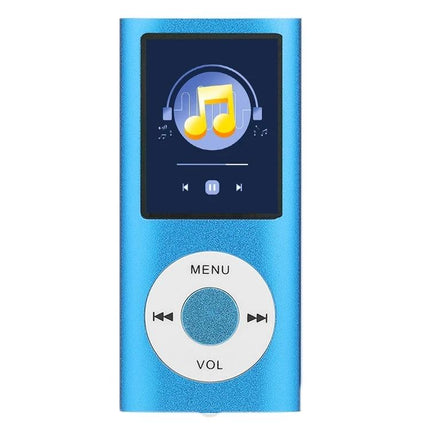 Portable MP4 Player with 1.8-Inch Screen for Music Playback - slim blue MP4 with 1.8-inch display, circular control pad, supports music, photos and TF card