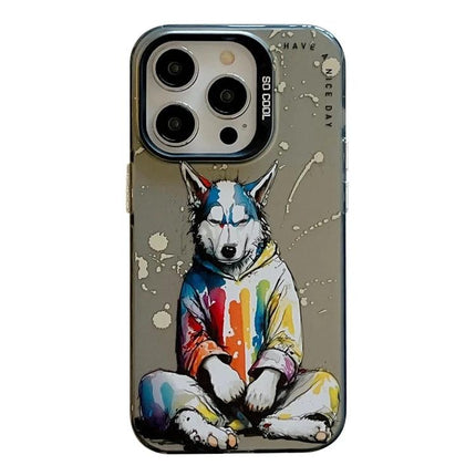 Animal Pattern Phone Case for Everyday Style and Protection — slim oil-painting husky design with durable shell and easy port access