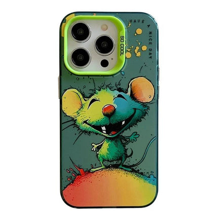 Animal Pattern Phone Case for Everyday Style and Protection — vibrant oil-painting mouse design, slim durable protective shell, easy access to buttons (green)