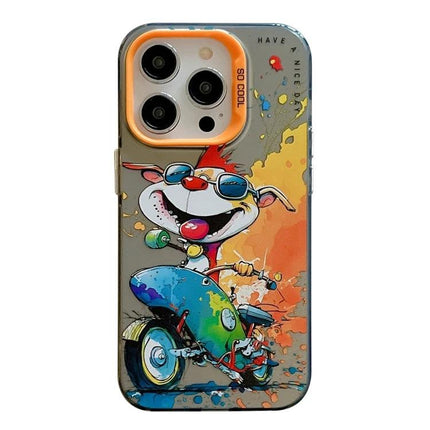 Animal Pattern Phone Case for Everyday Style and Protection — vibrant oil painting-style cartoon scooter design, slim durable protective shell