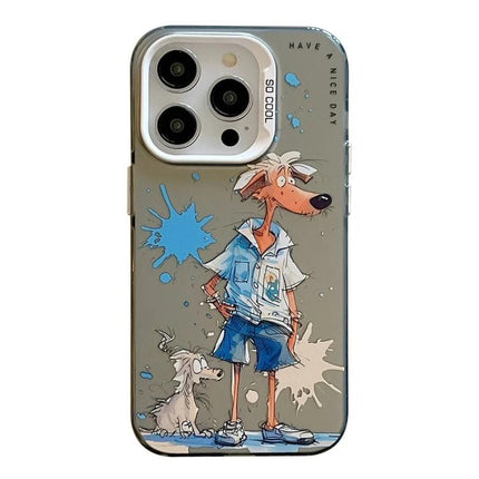 Animal Pattern Phone Case for Everyday Style and Protection featuring cartoon dog and paint splatter oil painting-inspired slim protective shell