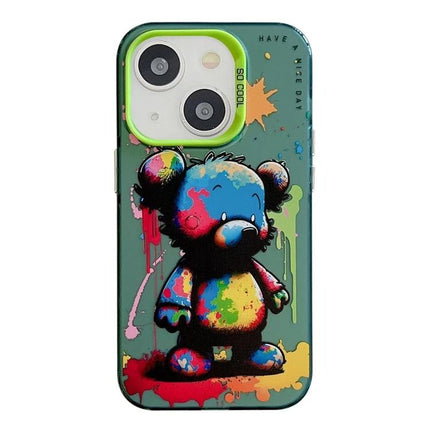 Animal Pattern Phone Case For Everyday iPhone Protection - colorful graffiti bear TPU PC slim protective case