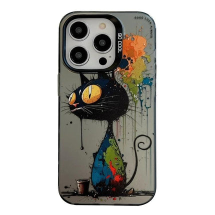 Phone Case With Animal Patterns For Everyday Protection featuring a colorful abstract cat design on TPU PC durable phone cover