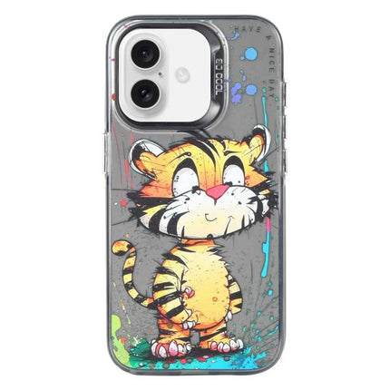 Animal Pattern iPhone Case for Everyday Protection featuring playful cartoon tiger on clear dual-layer protective case