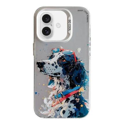 Animal Pattern iPhone Case for Everyday Protection - clear case with colorful spotted dog illustration and dual-layer protection