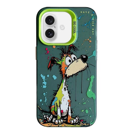 Animal Pattern iPhone Case for Everyday Protection featuring playful colorful cartoon dog design, dual-layer durable TPU and PC protection
