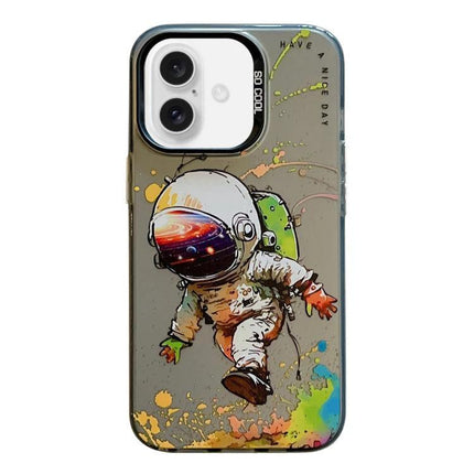 Animal Pattern iPhone Case for Everyday Protection featuring colorful astronaut design on dual-layer TPU and PC shell