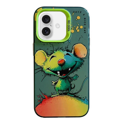 Animal Pattern iPhone Case for Everyday Protection - colorful cartoon mouse design, dual-layer TPU PC protection for daily use