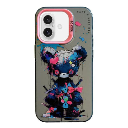 Animal Pattern iPhone Case for Everyday Protection - playful blue bear design, dual-layer TPU PC slim protective case