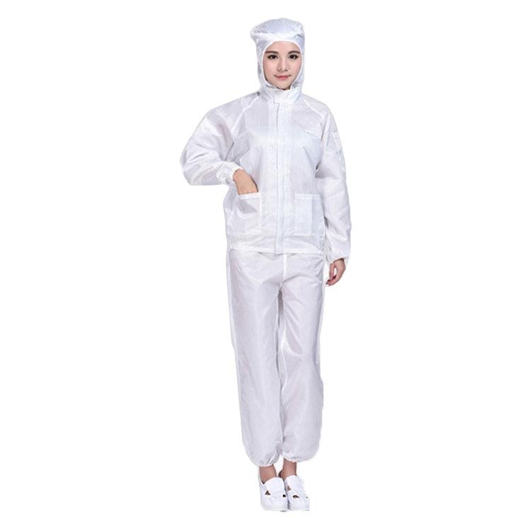 Antistatic Protective Work Suit with Hooded Design for Dust-Free Environments White S