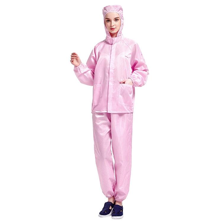 Antistatic Protective Work Suit with Hooded Design for Dust-Free Environments Pink S