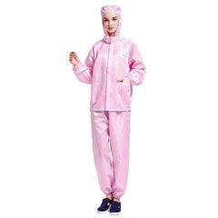 Antistatic Protective Work Suit with Hooded Design for Dust-Free Environments Pink S