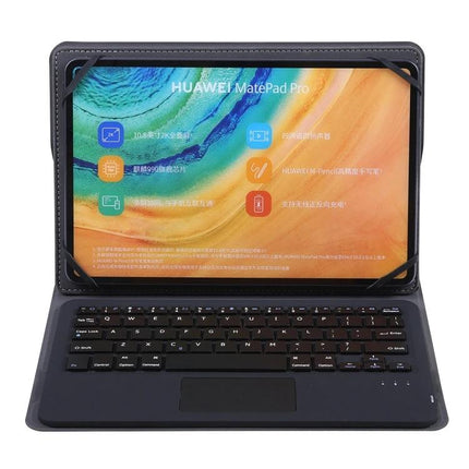Universal Detachable Touch Bluetooth Keyboard Case for 9-10 Inch Tablets shown with 9-10 inch tablet in detachable keyboard folio
