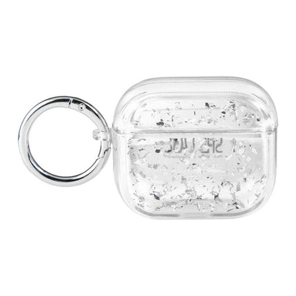 Compact Protective Case for Everyday Earphone Use on the Go - clear glitter PC+TPU case with keyring for scratch protection