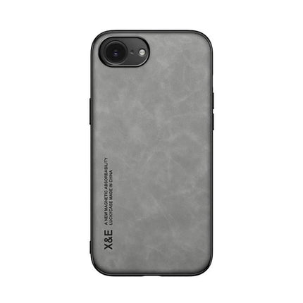 Leather Magnetic Phone Case for Everyday Travel Protection - gray PU leather case with TPU edge and built-in magnetic plate for car mounts