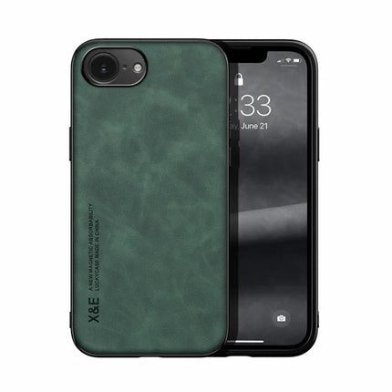 Leather Magnetic Phone Case for Everyday Travel Protection in green PU leather with TPU bumper and magnetic plate for car mounts
