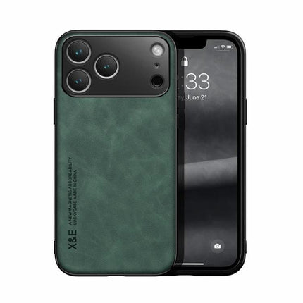 Leather Magnetic Phone Case for Everyday Travel Protection in green PU leather with built-in magnetic plate for hands-free car mounting and scratch protection