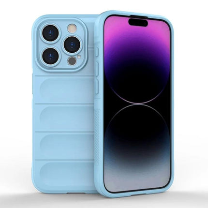 Magic Shield Case For iPhone Everyday Protection On The Go Keeps Your Phone Safe And Accessible slim blue TPU case showing front and back