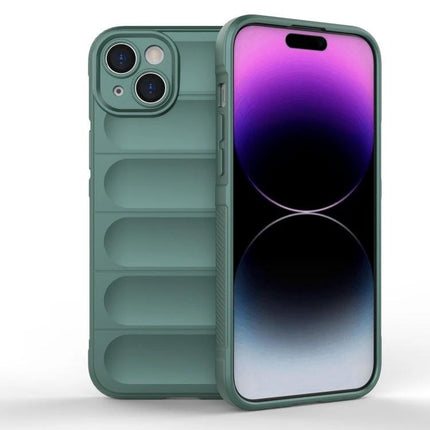 Magic Shield Case For iPhone Everyday Protection On The Go Keeps Your Phone Safe And Accessible - slim green TPU phone case showing front and textured back