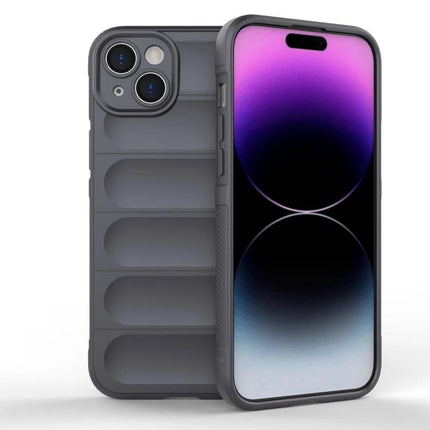 Magic Shield Case For iPhone Everyday Protection On The Go Keeps Your Phone Safe And Accessible slim gray TPU case showing front and back with camera cutout