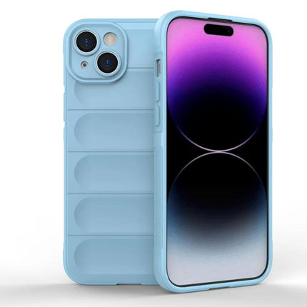 Magic Shield Case For iPhone Everyday Protection On The Go Keeps Your Phone Safe And Accessible - slim blue TPU protective case showing front and back