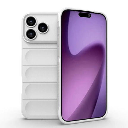 Essential Phone Case for iPhone 17 Pro Max Everyday Protection slim white TPU case showing front display and textured back protecting camera and edges