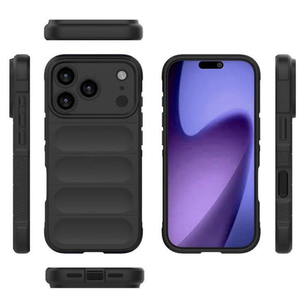 Magic Shield Protective Case for Everyday Phone Use - black rugged TPU case showing front and multi-angle views, slim impact and scratch protection