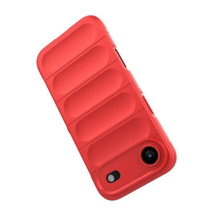 Magic Shield Case for Everyday iPhone Protection in red TPU, slim textured grip, precise camera cutout, lightweight daily protection