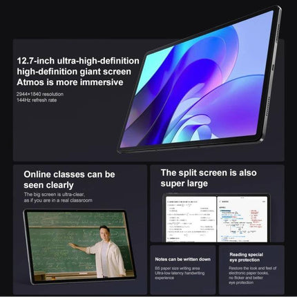 Lenovo Pad Pro 12.7-Inch Tablet for Everyday Productivity showing 12.7-inch display, split-screen productivity and online class use