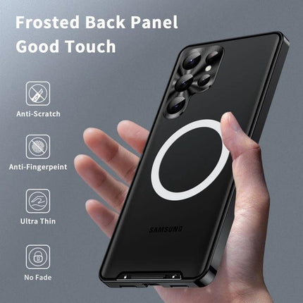Samsung Magnetic Case For Daily Use With Slim Design That Keeps Your Phone Safe And Easy To Handle - black frosted slim magnetic Samsung case held in hand