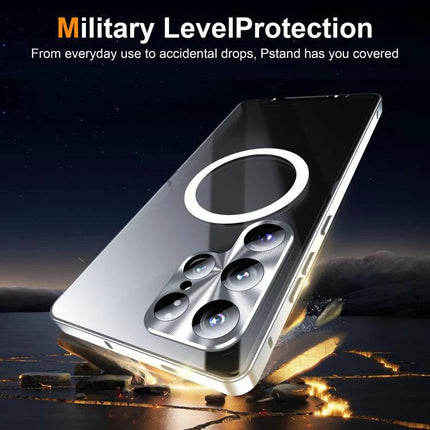 Phone Case for Everyday Protection and Easy Access showing clear slim case with camera ring and button cutouts, highlighting military-level drop resistance