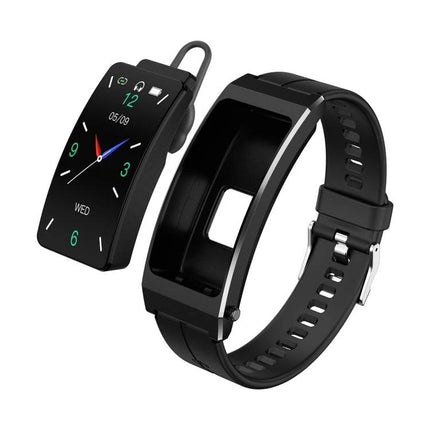 Comfortable Bracelet for Everyday Health and Activity Tracking - black fitness tracker with removable display showing time, heart rate and step icons